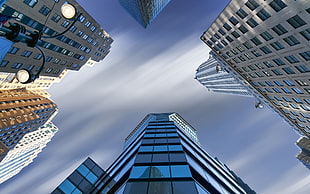 low angle photography of a several high rise buildings