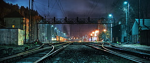silver steel train railroads, ultra-wide, photography