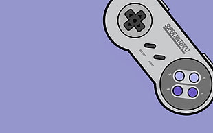 gray Super Nintendo game controller illustration, joystick, minimalism, Super Nintendo, controllers