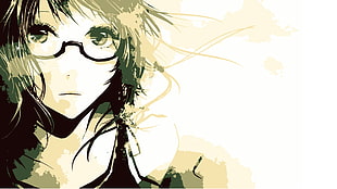 woman wearing eyeglasses and tank top illustration HD wallpaper