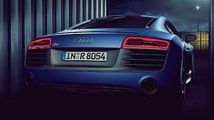 blue Audi coupe, Audi R8, Audi, blue cars, vehicle