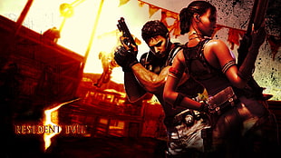 Resident Evil digital wallpaper, Resident Evil, Resident Evil 5, Chris Redfield, Sheva Alomar HD wallpaper
