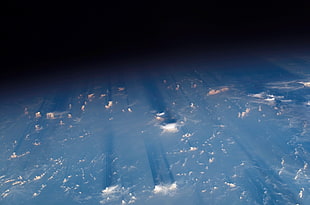 planet surface, space, Earth, clouds