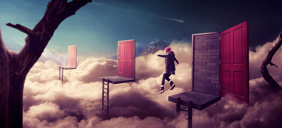 person standing on top of clouds HD wallpaper