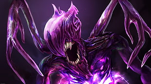 purple monster character, aliens, teeth, Dota 2, Bane