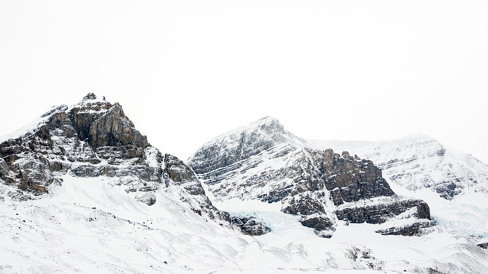 black and white mountain, nature, snow, athabasca glacier, glaciers HD wallpaper
