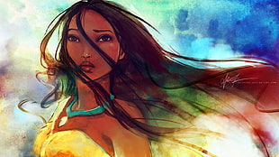 Pocahontas digital wallpaper, Pocahontas, Disney, alicexz, artwork