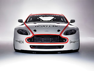 silver and red Aston Martin sports car HD wallpaper