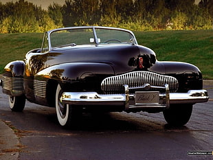 classic black Buick Y convertible coupe, car, Vintage car, Buick, vehicle HD wallpaper