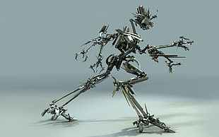 grey metal robot decoration