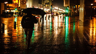 black umbrella, Brazil, urban