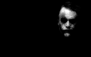 Heath Ledger as The Joker grayscale portrait HD wallpaper