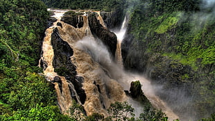 aerial photo of waterfalls during daytime HD wallpaper