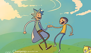 Rick and Morty illustration, Rick and Morty, Adventure Time, crossover, Rick Sanchez
