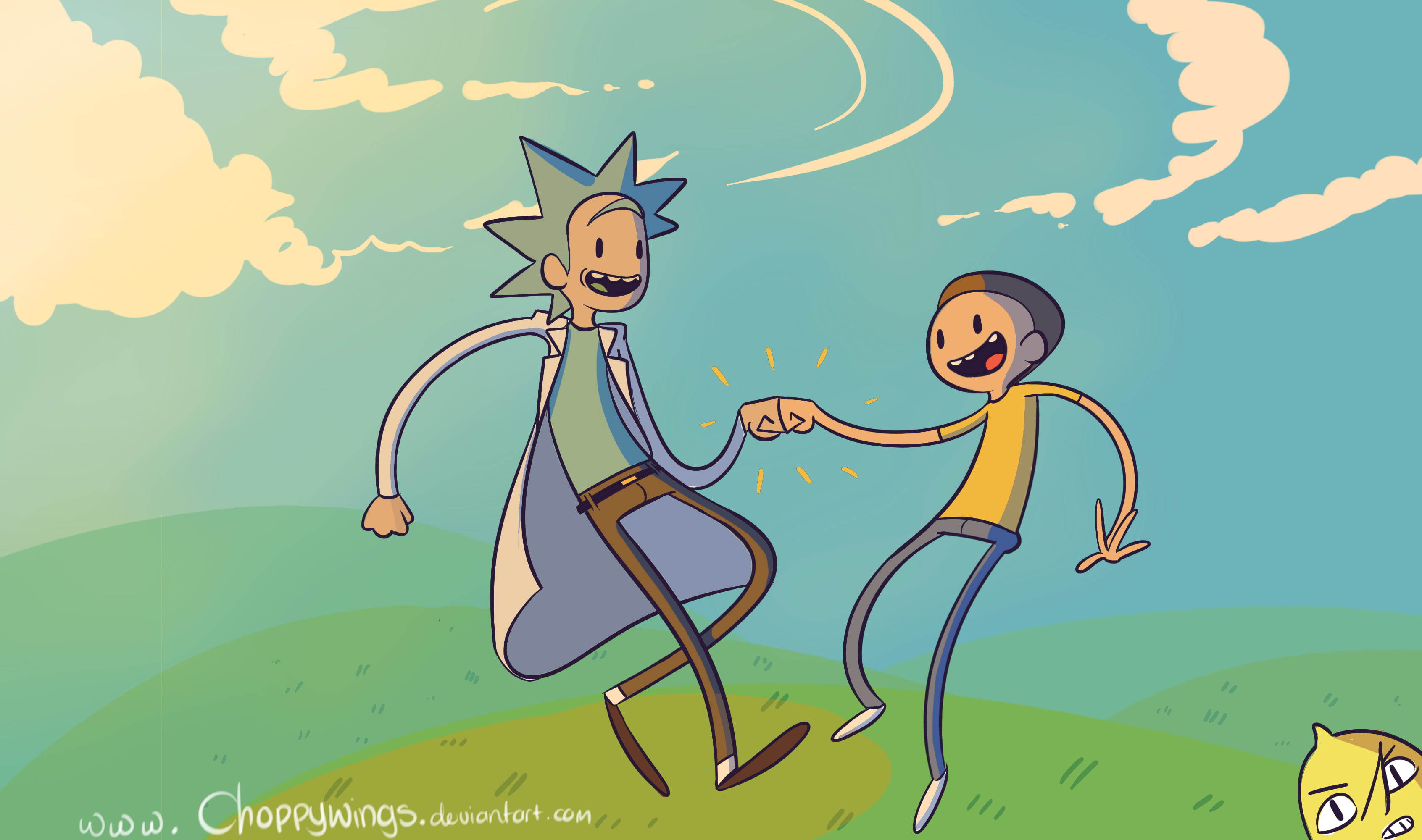 Rick and Morty illustration, Rick and Morty, Adventure Time, crossover, Rick Sanchez
