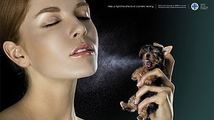 dog figurine spray bottle advertisement, artwork