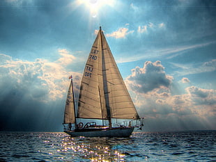 beige sail boat during day time HD wallpaper