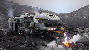 gray vehicle poster, Star Citizen, video games, spaceship, lazer