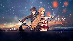 Kirito and Asuna digital wallpaper, Sword Art Online, Kirigaya Kazuto, Yuuki Asuna, anime