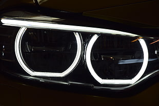 white neon lights, BMW, BMW M4, photography, car
