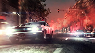 beige car, Ford Mustang, Grid 2, race cars, motion blur