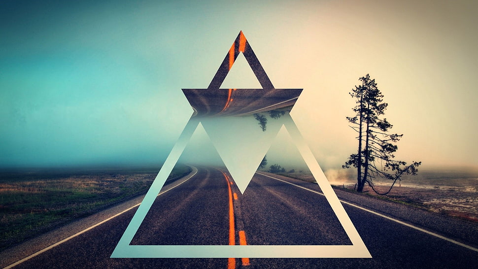 gray concrete road, abstract, triangle HD wallpaper
