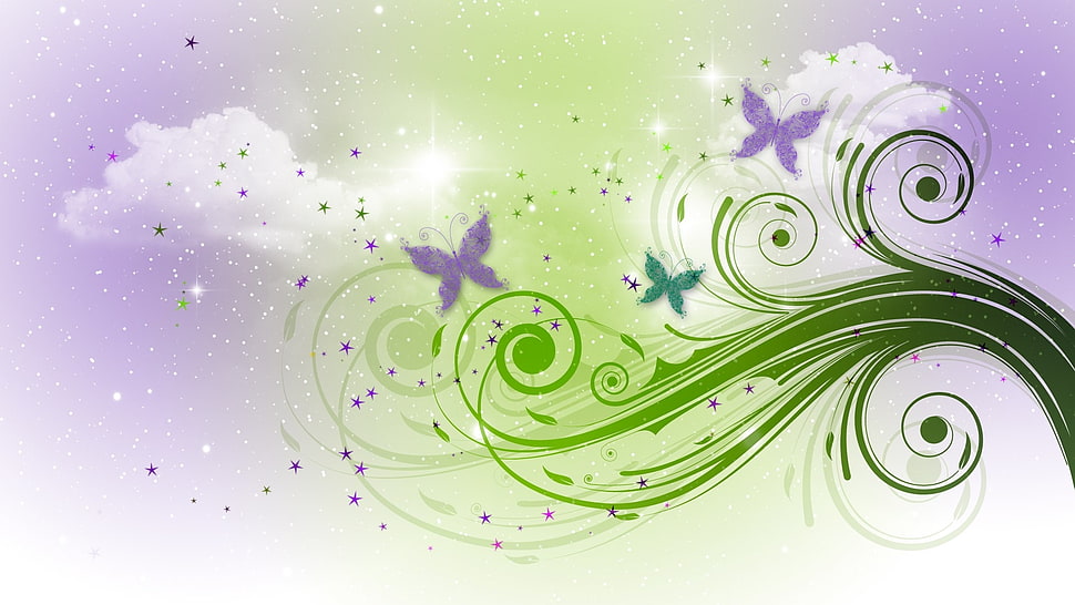 white and green cloud digital wallpaper HD wallpaper