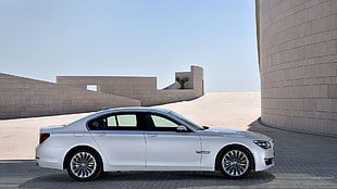 white sedan, BMW 7, BMW, vehicle, white cars