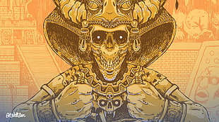 skeleton illustration, mask, picture, druids