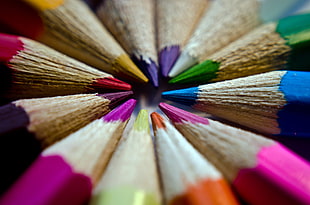 close up view of color pencils HD wallpaper