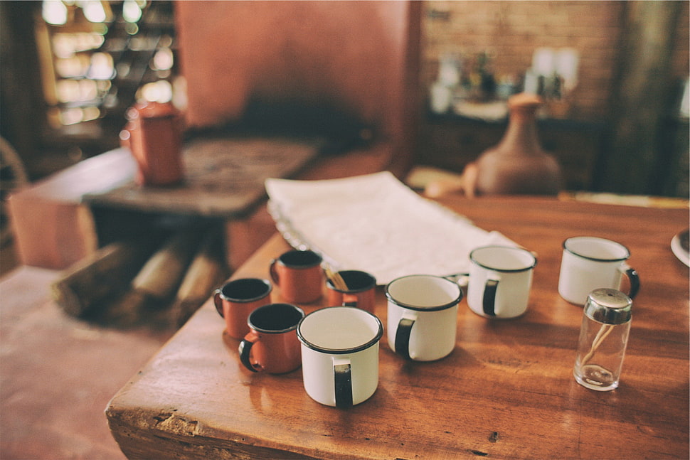 white-and-brown ceramic mugs, coffee, cup HD wallpaper