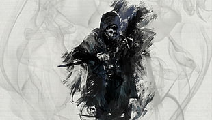 Skull Reaper digital wallpaper, artwork, Dishonored, video games, skull