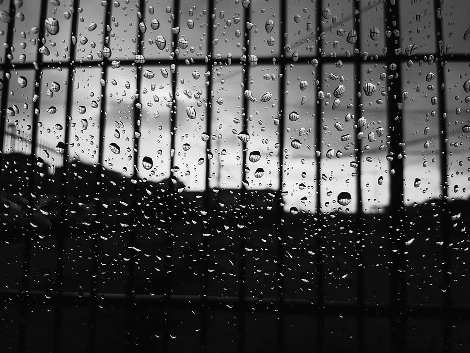 black frame, Drops, Glass, Surface HD wallpaper