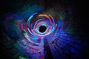 gray concrete wall, long exposure, sewers, light painting, tunnel