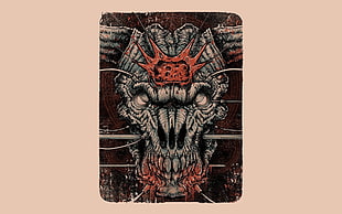 square black, red, and brown wall plaque, fan art, video games, Doom (game)