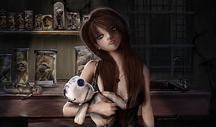 girl holding plush toy character