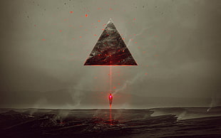 laser pointed on brown triangle HD wallpaper