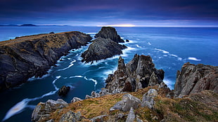 blue sea, Ireland, donegal, sea, stones HD wallpaper