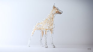 brown and black dog sketch, simple background, digital art, animals, dog