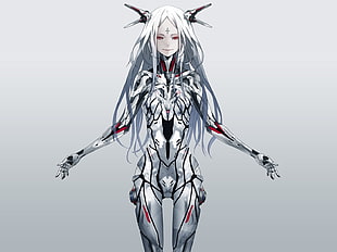 girl with white hair anime character illustration