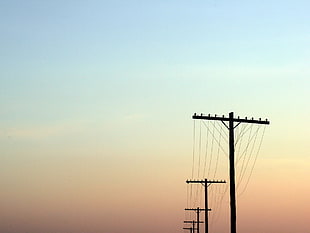 electric wire poles, utility pole, sky