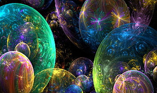 animated photo of assorted color bubbles HD wallpaper