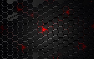 close-up photo of black and red Crysis panel HD wallpaper