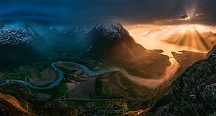 video game wallpaper, landscape, Max Rive, photo manipulation, mountains