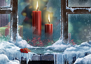 red dinner candles painting