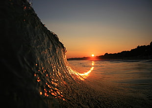 seawave during sunset, waves, beam HD wallpaper