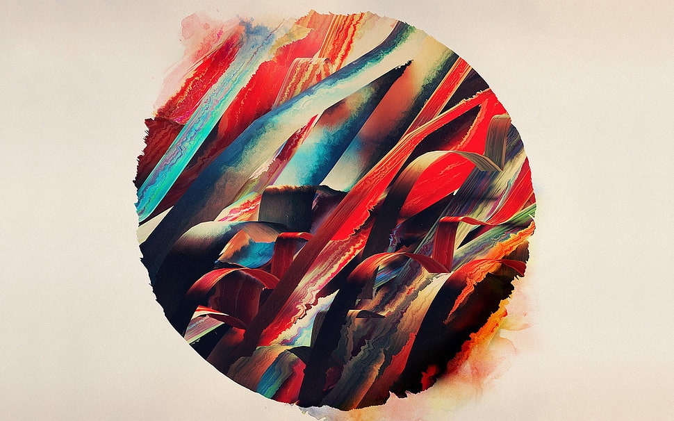 red, blue, and black abstract artwork, abstract, circle HD wallpaper