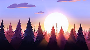 sunset on the forest illustration, Gravity Falls