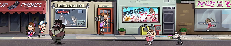 animated illustration, Gravity Falls, multiple display, Disney, cartoon HD wallpaper