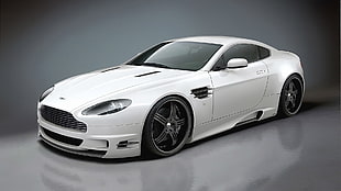 white Mercedes-Benz sedan, car, Aston Martin
